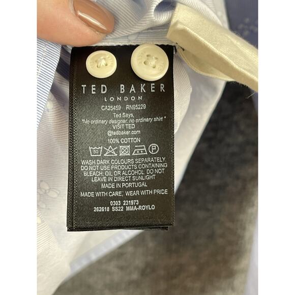 Ted Baker London Men's 5 (US XL) Cotton Blend Pale Blue Long Sleeve Bollon Dogs - Picture 12 of 16